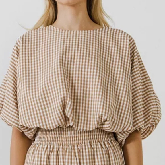 English Factory Gingham Checkered Women's Top - Picture 1 of 3